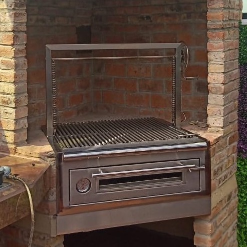 Argentinian Style Stainless Steel Grill with Insulated Lower Box 24"